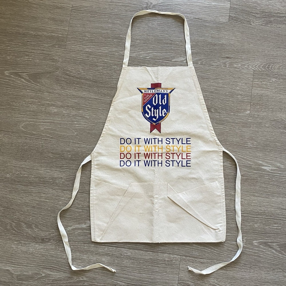 Vintage Heileman's Old Style Beer Canvas Apron Shirt Alcohol Memorabilia